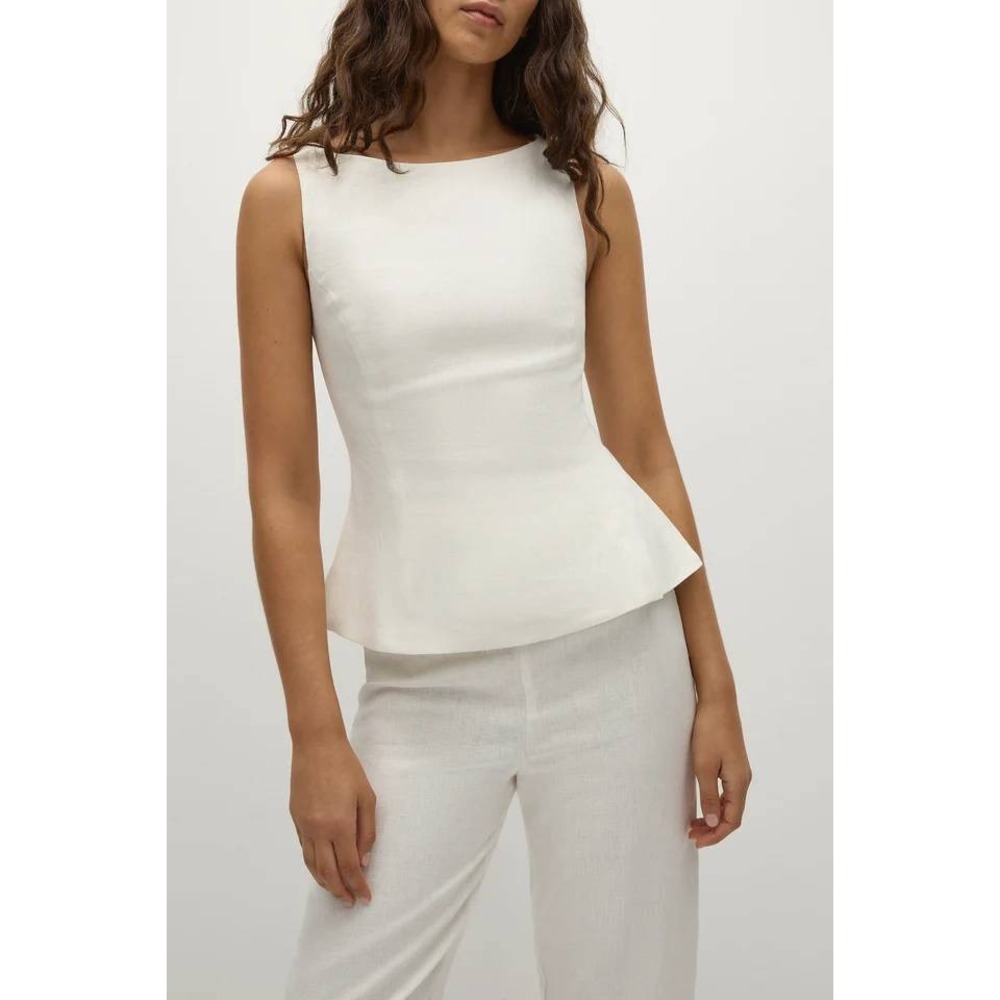 Faithfull the Brand Ana Top White Linen Sleeveless Blouse US Size 6 New With Tag